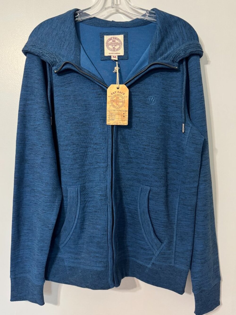 FAT FACE Men's Brecon Zip Through Blue Hoodie Jacket NWT